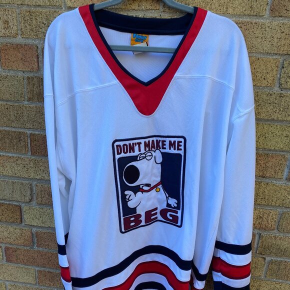 RARE 2007 Family Guy Embroidered Hockey Jersey L XL "Dont Make Me Beg" Brian - Picture 1 of 6